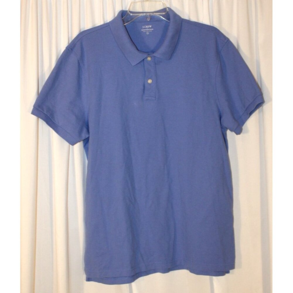 J.Crew Men’s size LARGE Flex Pique Polo Shirt BLUE Cotton Preppy